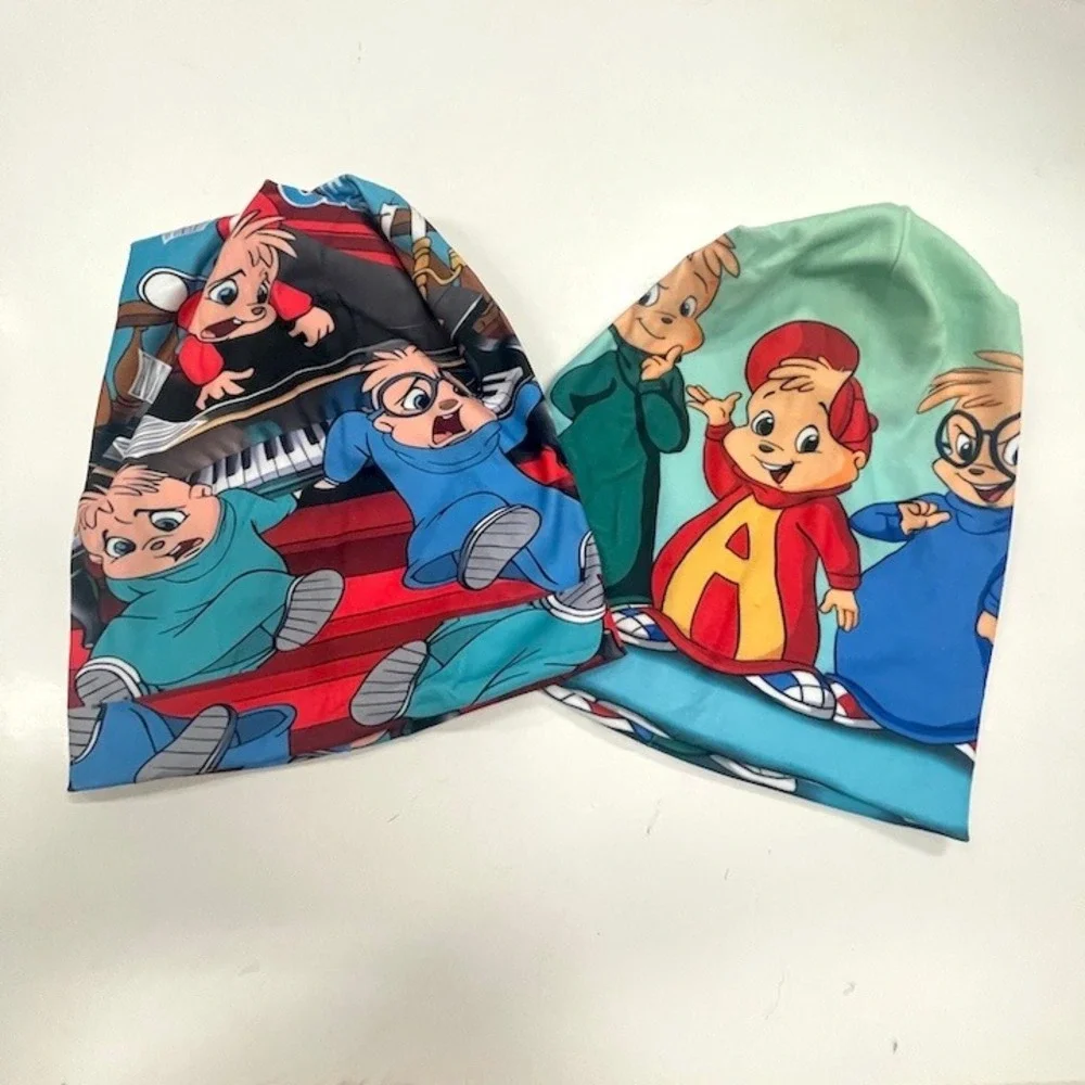 Two Teen Cartoon Beanies Multicolor Soft &‎ Warm Multicolor One Size